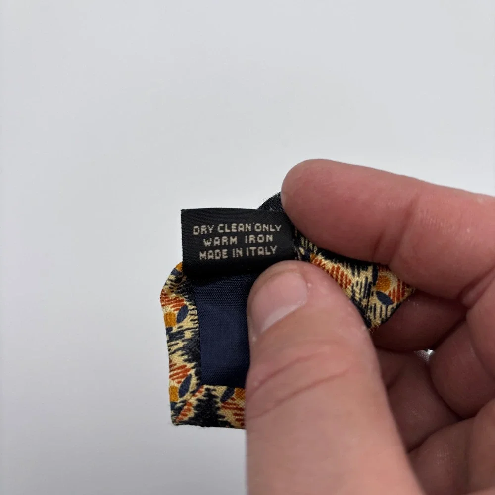 Ermenegildo Zegna Tie Geometric Pattern Floral Blue Orange Gold Exclusive Design